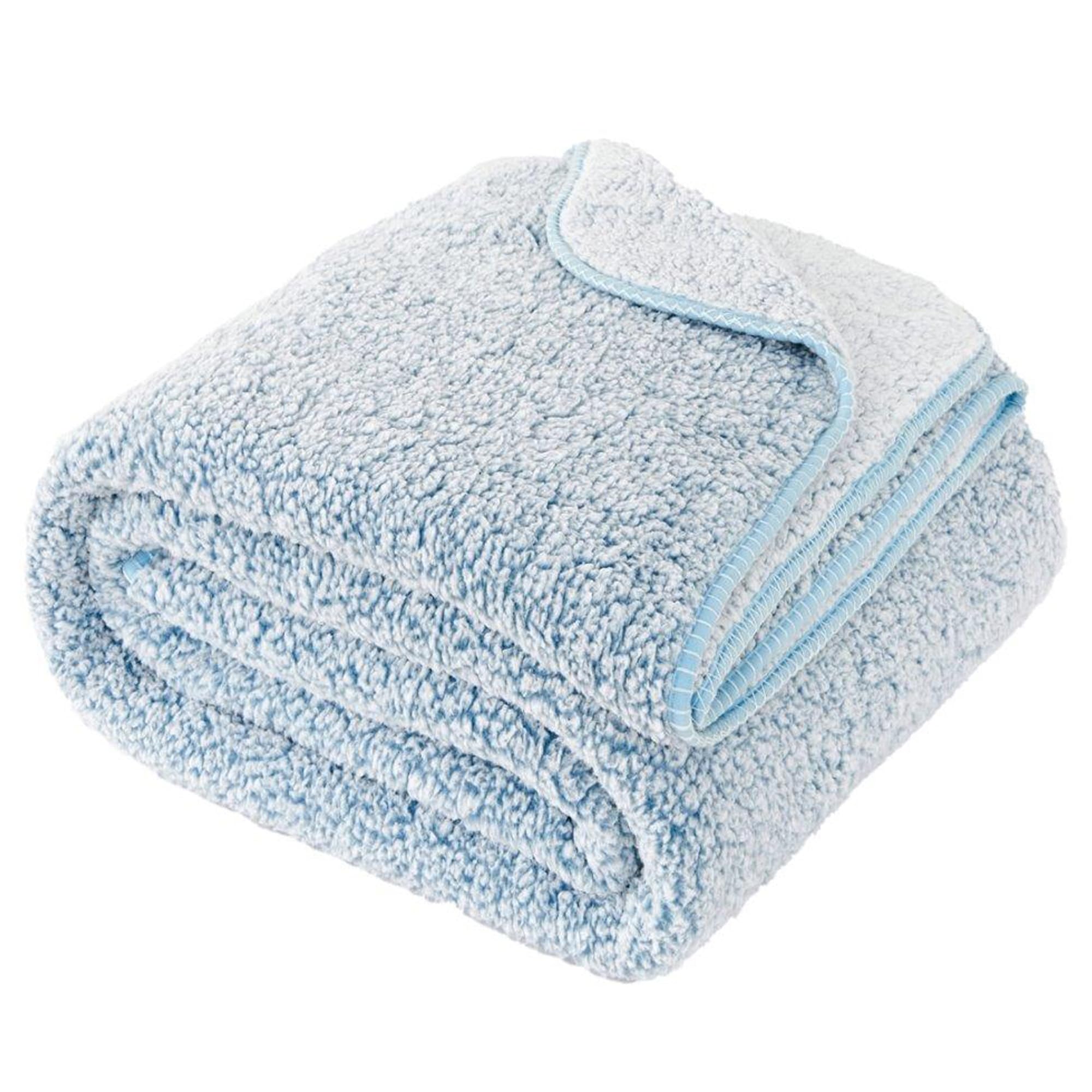 Lions Teddy Fleece Blanket - Super Soft Thick Warm Cozy Thermal Sherpa Throw Blanket for Sofa Couch Settee, Fluffy Microfiber Solid Blankets, Blue, King Size 200x240cm