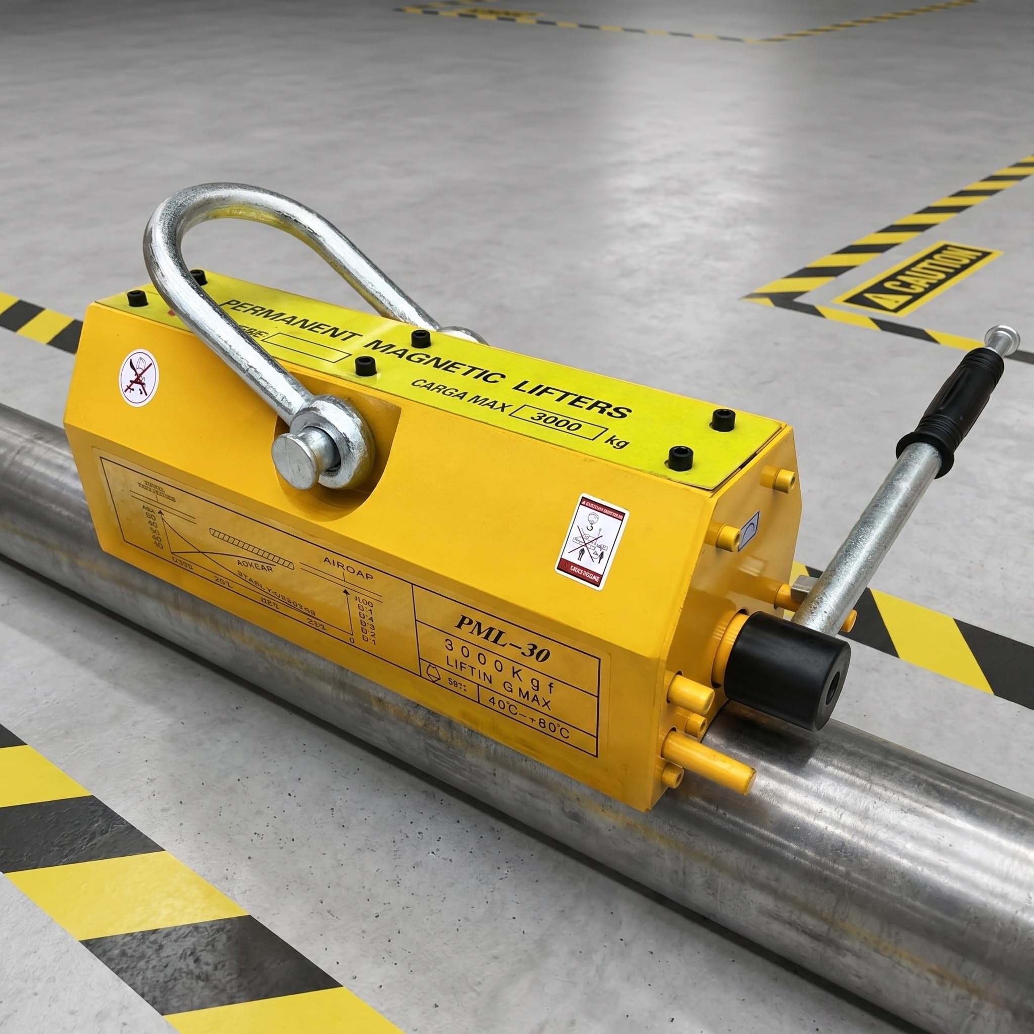 Aimant De Levage Haute Performance, 3 000 kg (6 610 LB), Aimant Permanent en Acier Néodyme, avec Système De Libération pour Tôles, Blocs Et Barres Dacier, Usage Industriel.