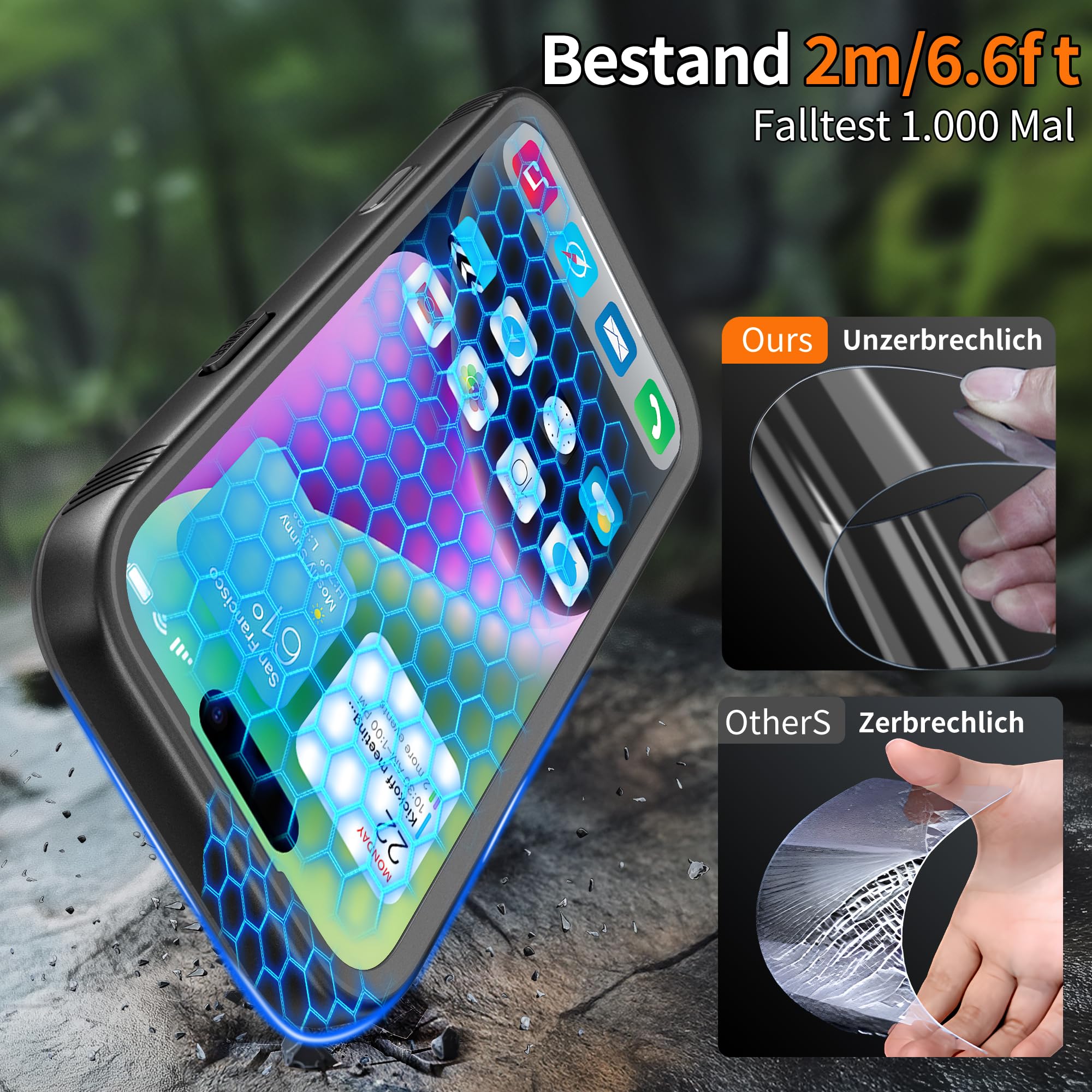 Cozycase 1S-Knopf Wasserdicht Handyhalterung Fahrrad Für iPhone 17 Pro | Anti-Diebstahl Hülle Handy Halter Motorrad Lenker Rennrad Mtb Ebike Bike Phone Holder Mount Fahrradhalterung IP68 Waterproof