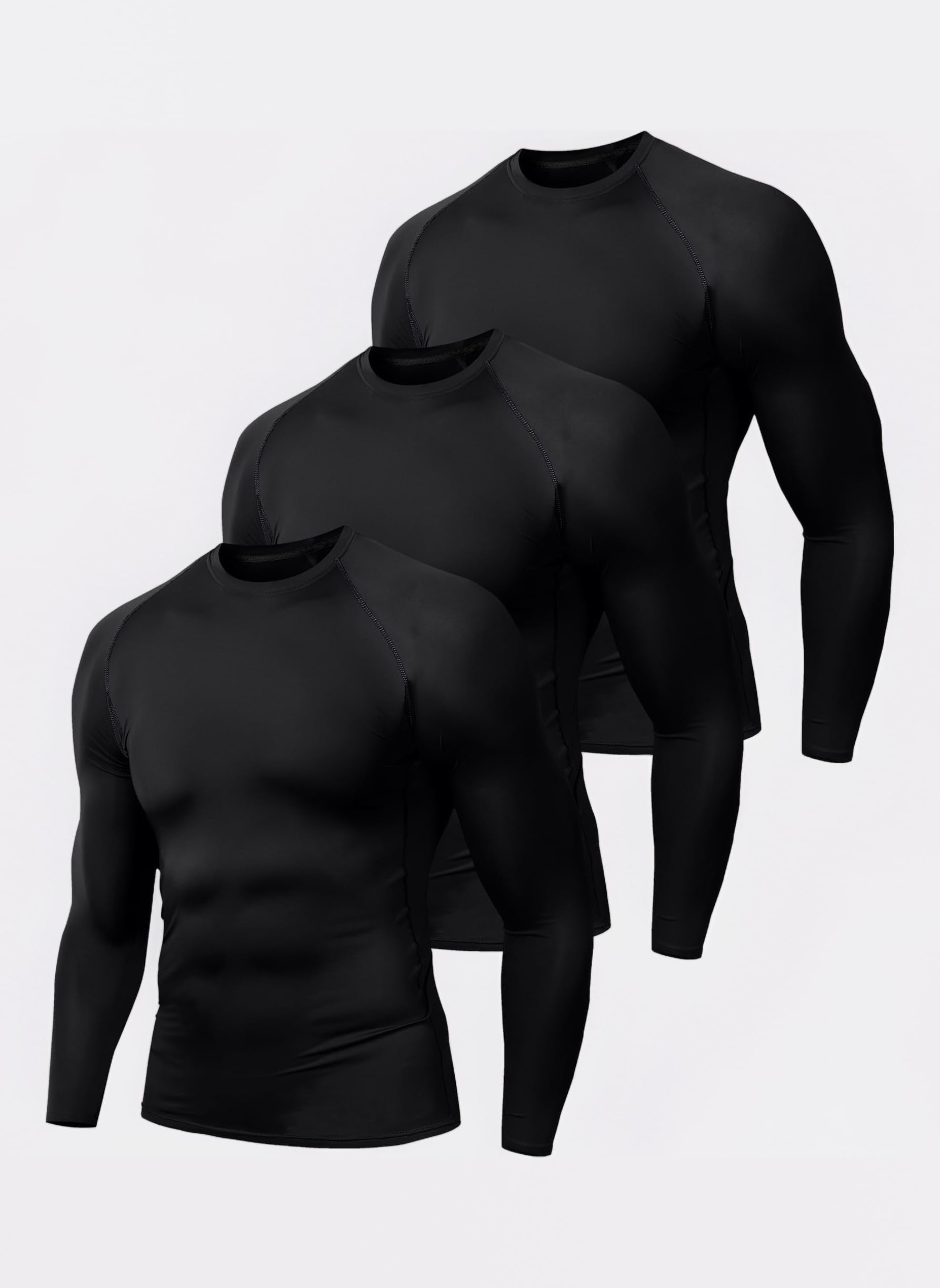 – Men's Compression Shirts Long Sleeve Running Top Quick Dry Base Layer Tops for Gym Sports Workout