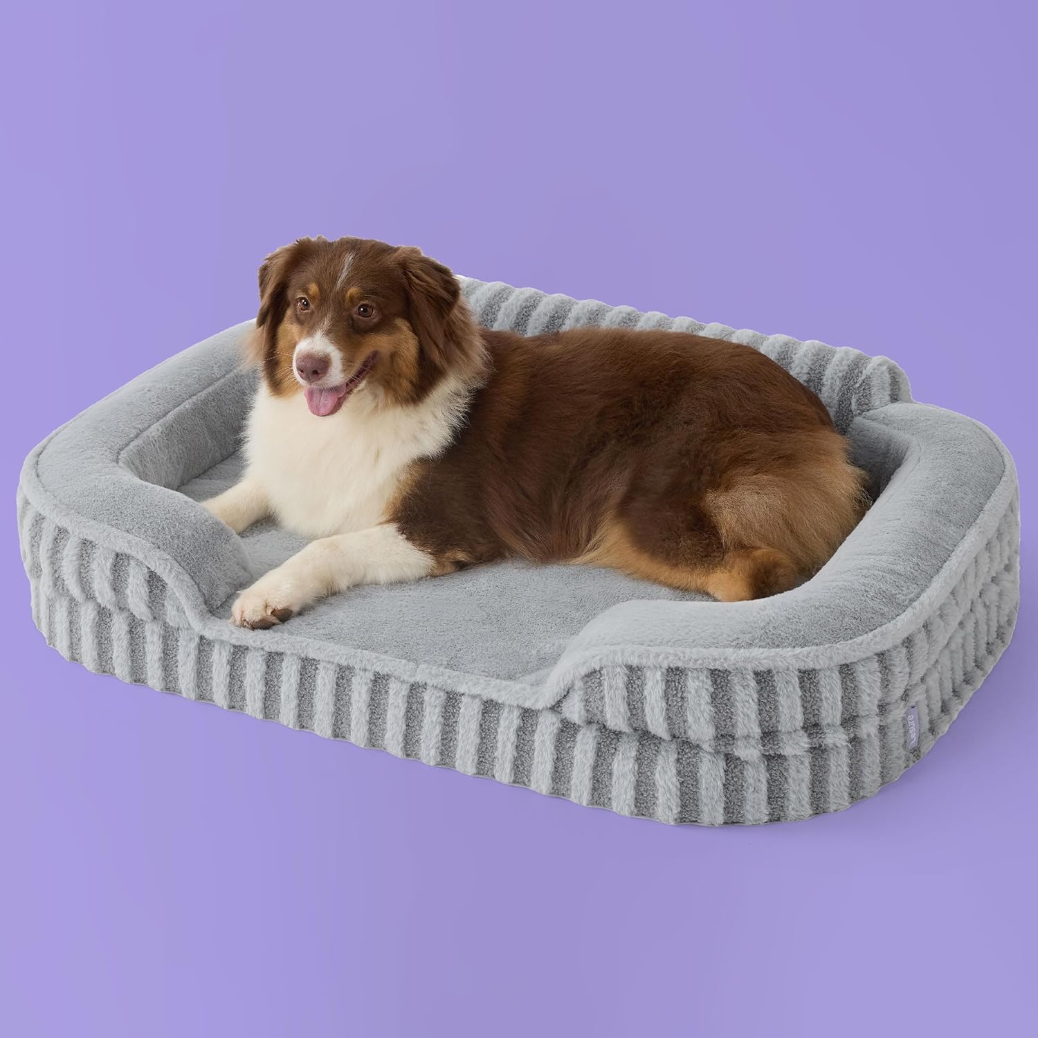 LE SURE Cute Dog Beds Large Sized Dog, Orthopedic Waterproof Large Pet Bed with Sides, High Back Non-Slip Bottom and Egg-Crate Foam Pet Couch Sofa with Washable Removable Cover, Grey 35.0"L x 25.0"W x 7"Th Grey