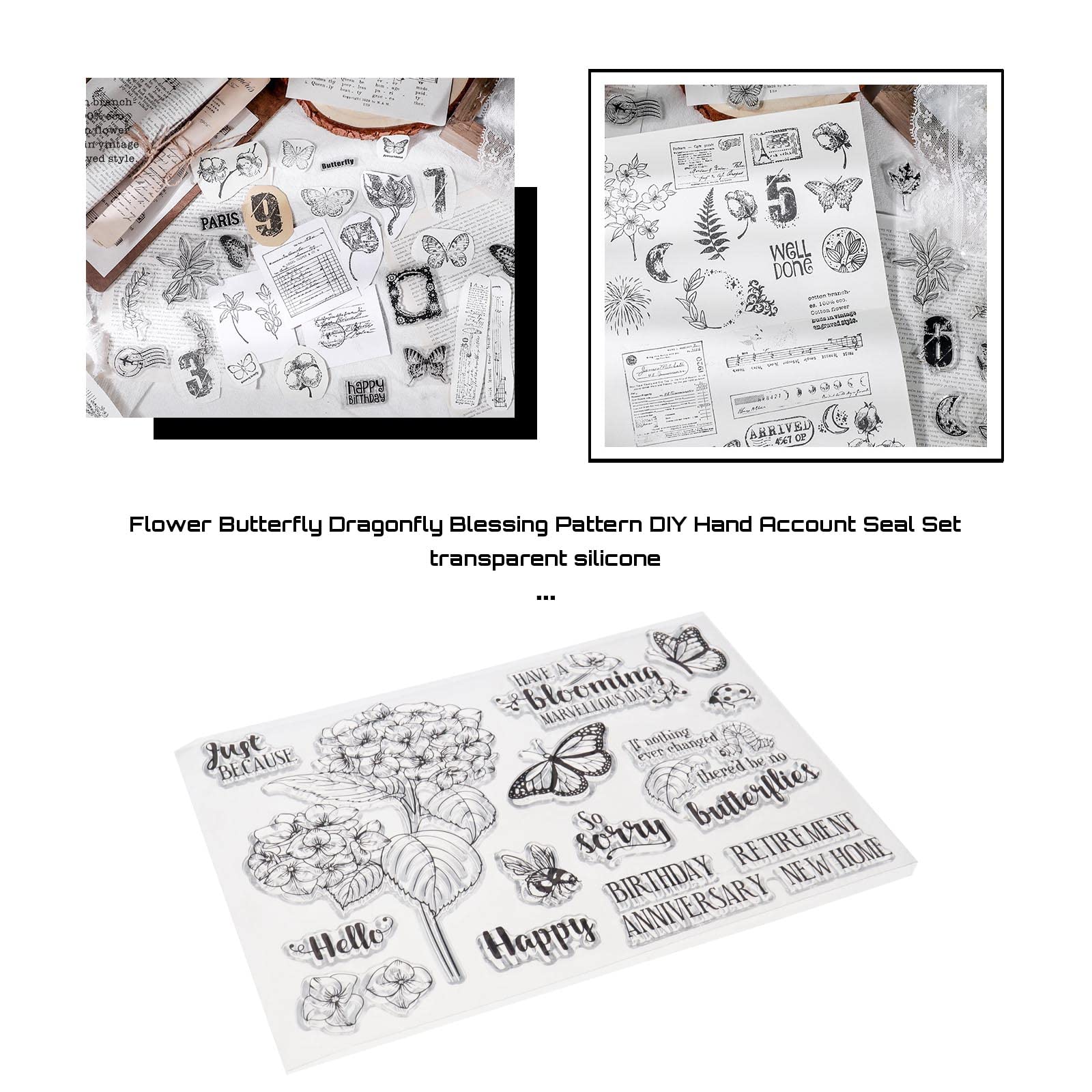 Dragonfly Leaf Flower Background Clear Stamps For Card Making & Scrapbooking - Silicone Sheet