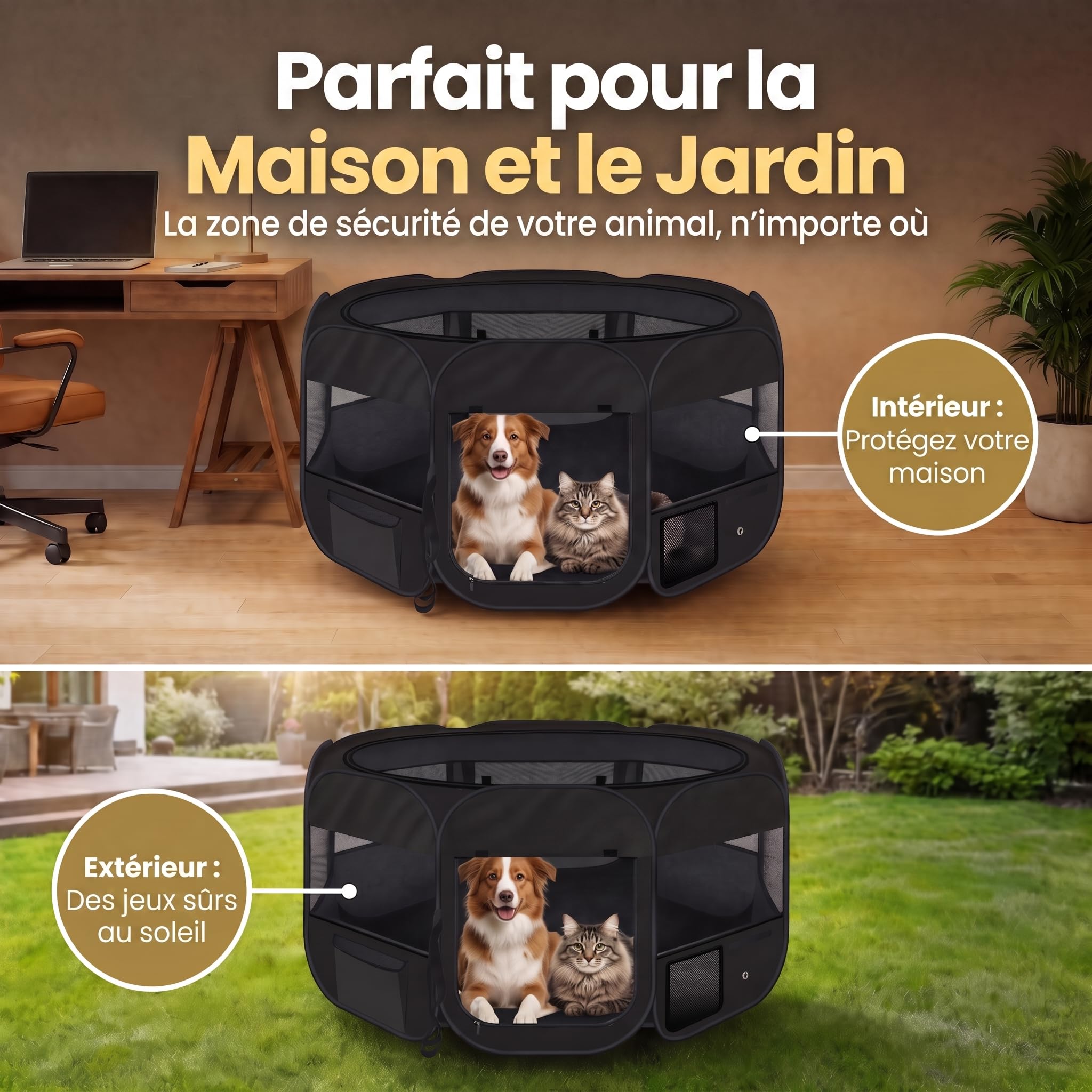 All Pets United® Parc pour Chiots & Chats, 120x120x65 cm, Pop-Up