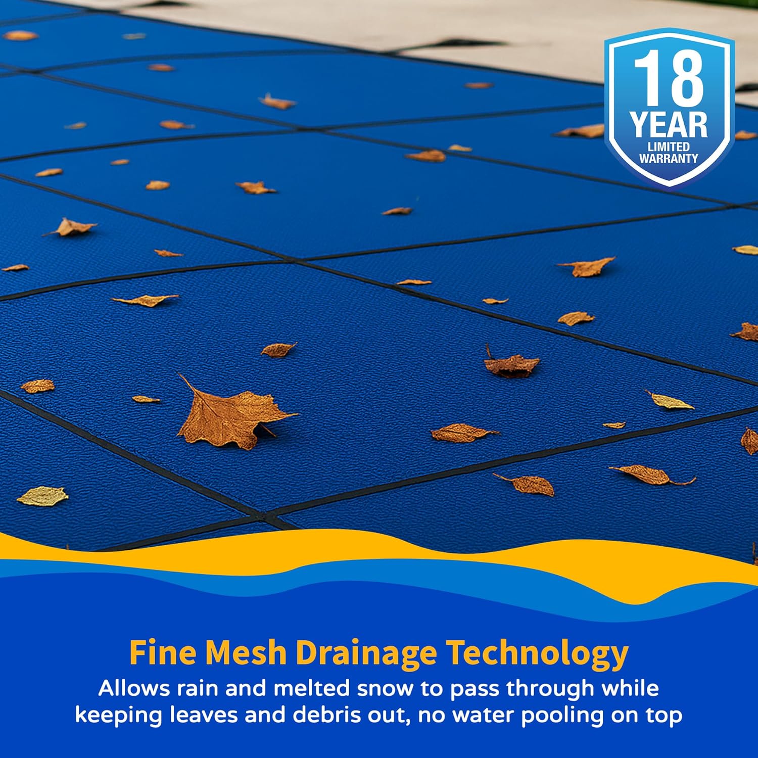 18-Year Mesh 18-ft x 36-ft In-Ground Pool Safety Cover - Blue
