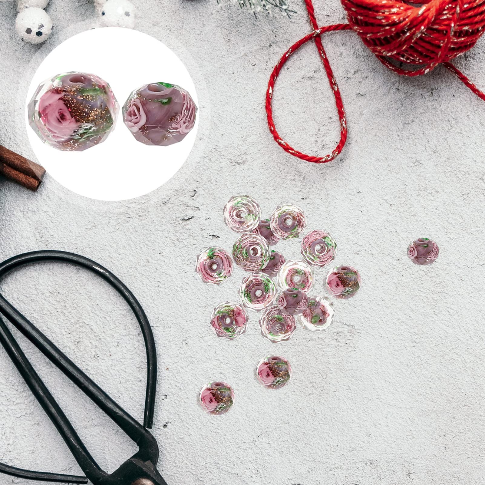 EXCEART 40pcs Beads Flower Pattern Loose Beads for DIY Bracelets Necklace Jewelry Making Craft Supplies for Beaded Bracelets for Women and Pastel Projects - Image 4