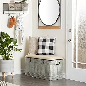 Amazon.com: Deco 79 Metal Room Storage Bench Galvanized