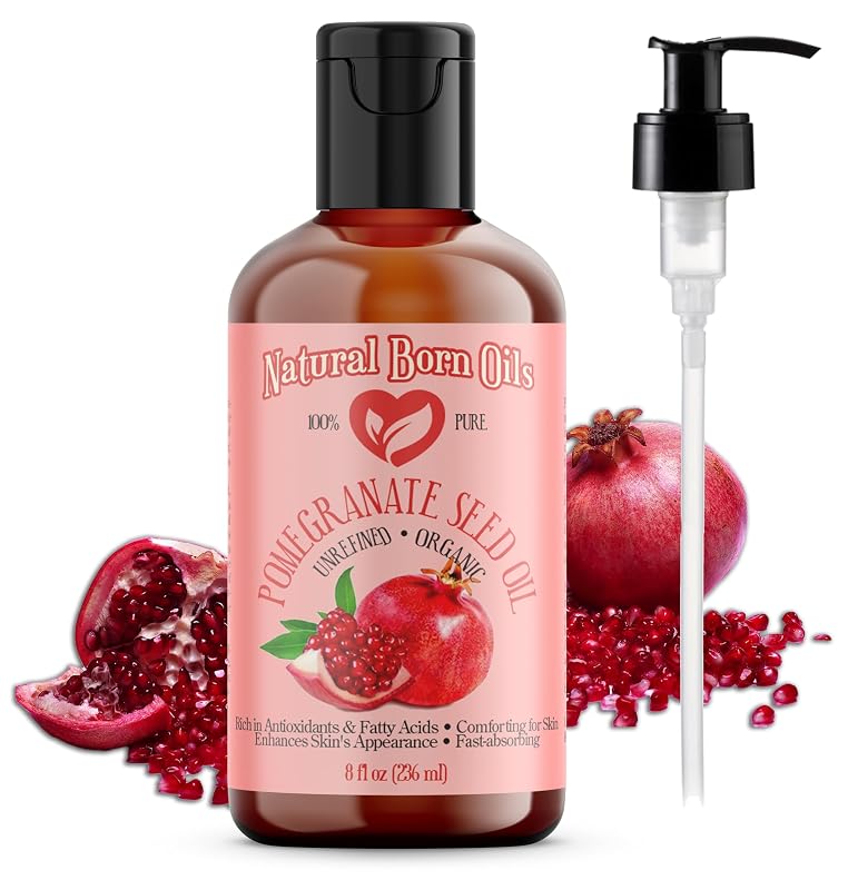 Óleo de semente de romã Natural Born Oils, 240 mL, com bomba e tampa flip-top