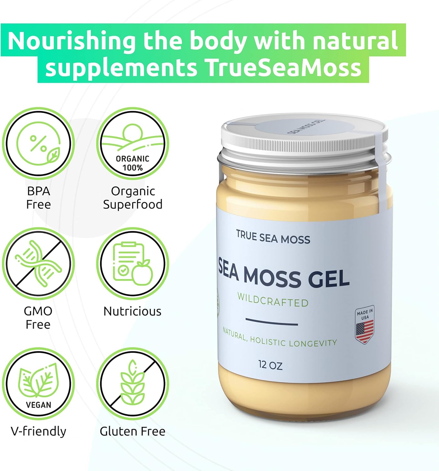 TrueSeaMoss Wildcrafted Irish Sea Moss Gel Nutritious Organic Raw