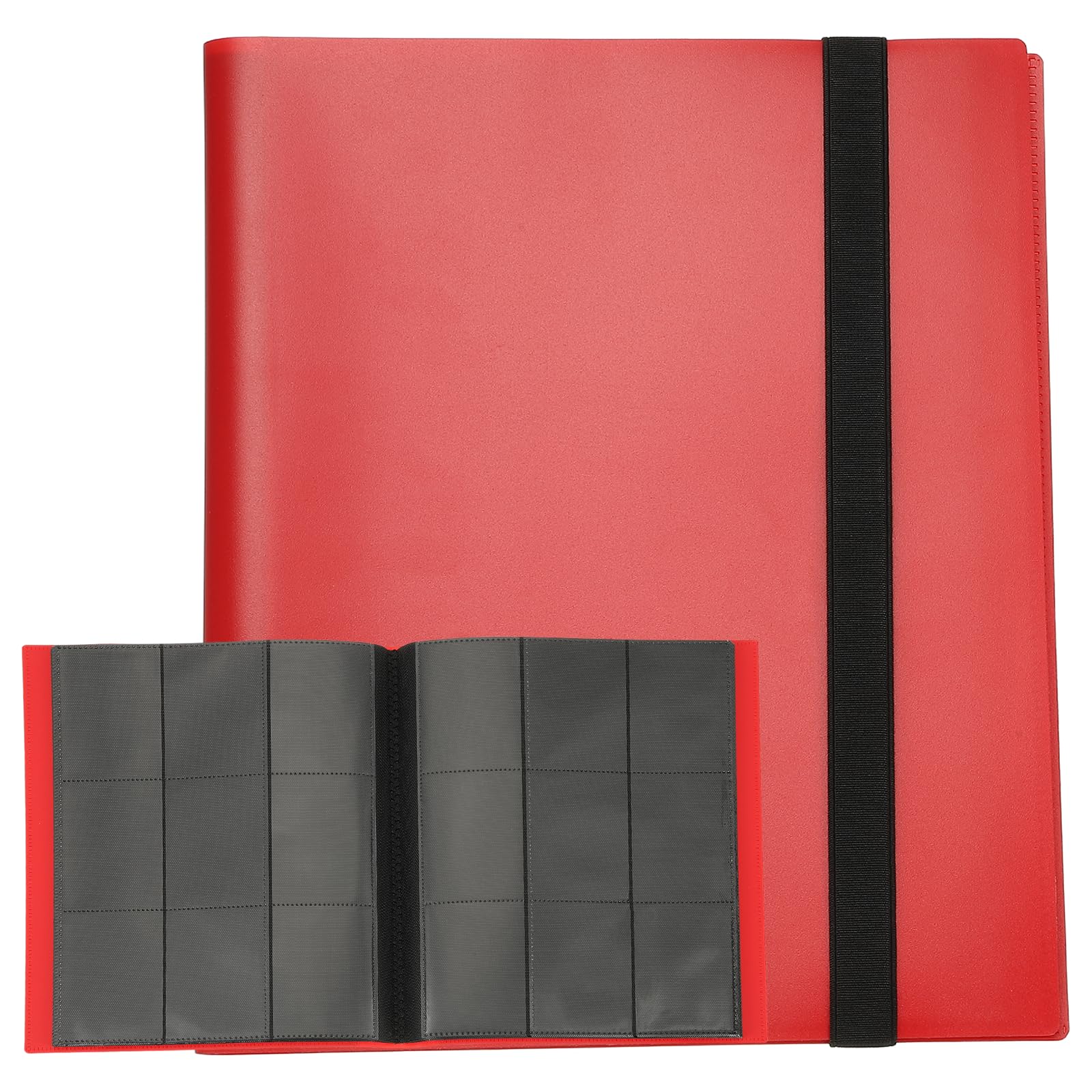 Album de cartes premium en cuir PU rouge avec 540 emplacements sécurisés à chargement latéral