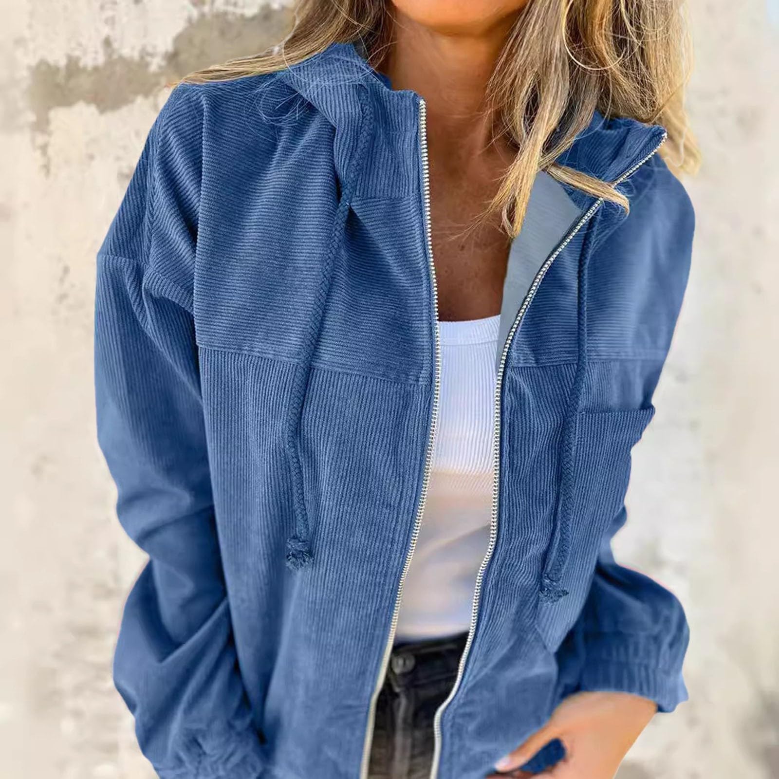 Chaqueta Mujer Invierno Chaqueta informal con capucha para mujer estilo callejero bolsillo práctico y diseño liso moderno