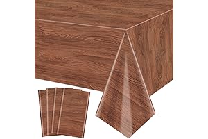 Waterproof Wood Grain Look Plastic Tablecloth