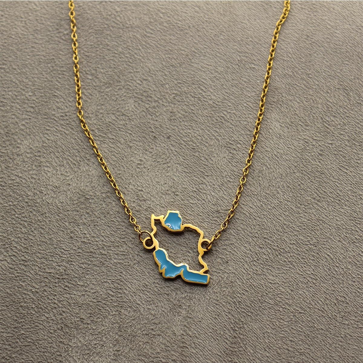 Persian Farsi Iran map Flag necklace chain