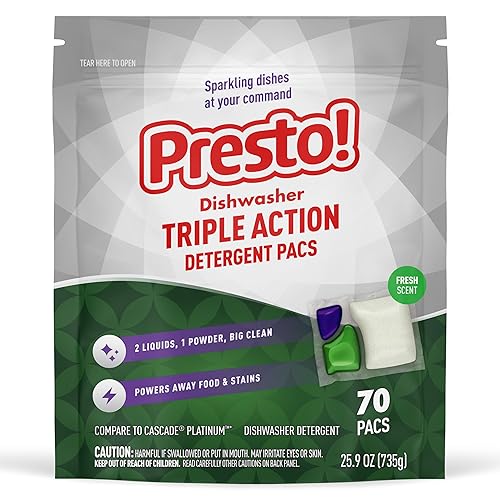 Marca Tienda - Presto - Parrillas para lavavajillas de triple acción aroma fresco 70 unidades