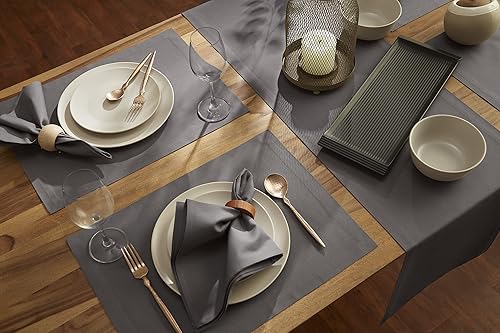 Miniatura 2 de Solino Home Dru  Camino de mesa de lino de algodón Zoe y Florence, manteles individuales y servilletas de cena