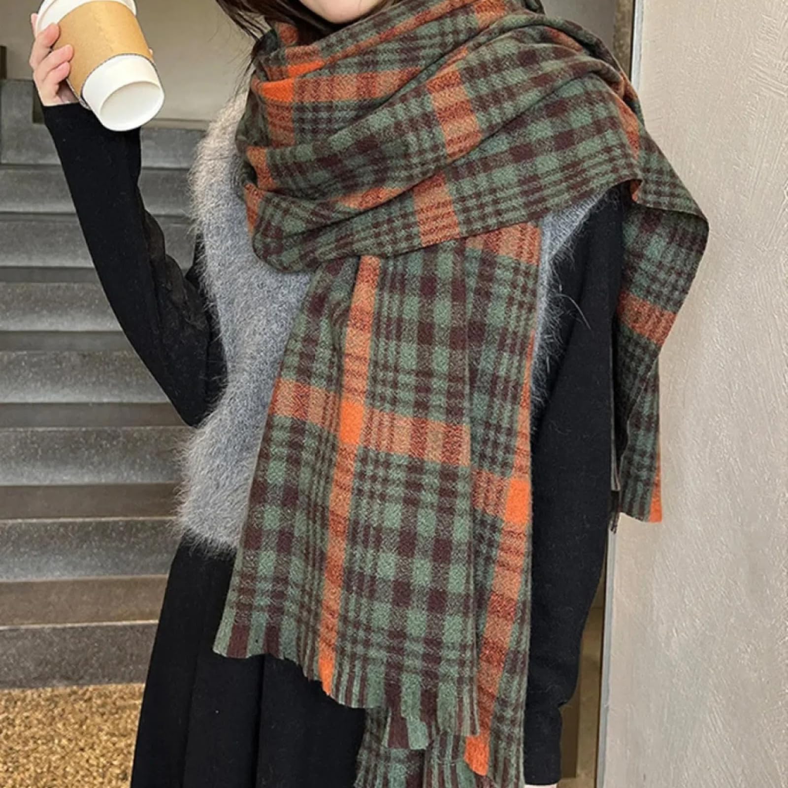 Schals Tücher Halstuch Scarf Damen Winter Vintage Schal Damen Schal Schal Bunt Kariert Warm Schal Für Damen