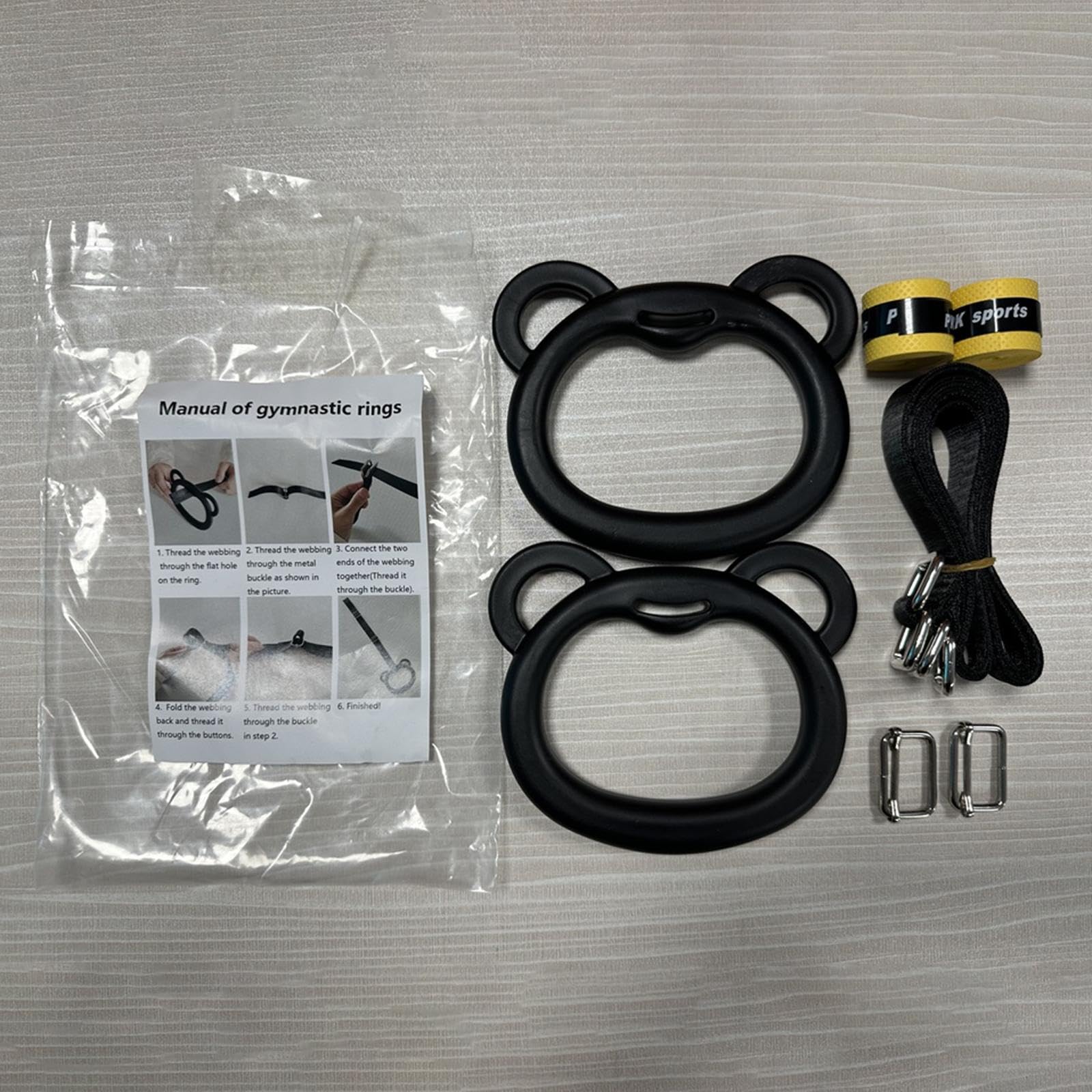 Colaxi Gymnastics Rings Gym Rings Home Pull Rings Adjustable Straps Buckles Portable 400kg Load Bearing Training Rings Pull up Rings