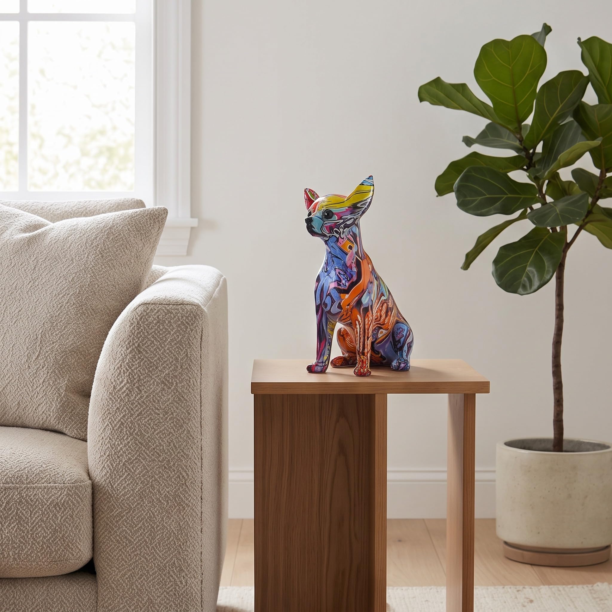 suruim Simple Couleur Créative Bouledogue Chihuahua Chien Statue Salon Ornements Maison Entrée Cave À Vin Bureau Décors Résine Artisanat