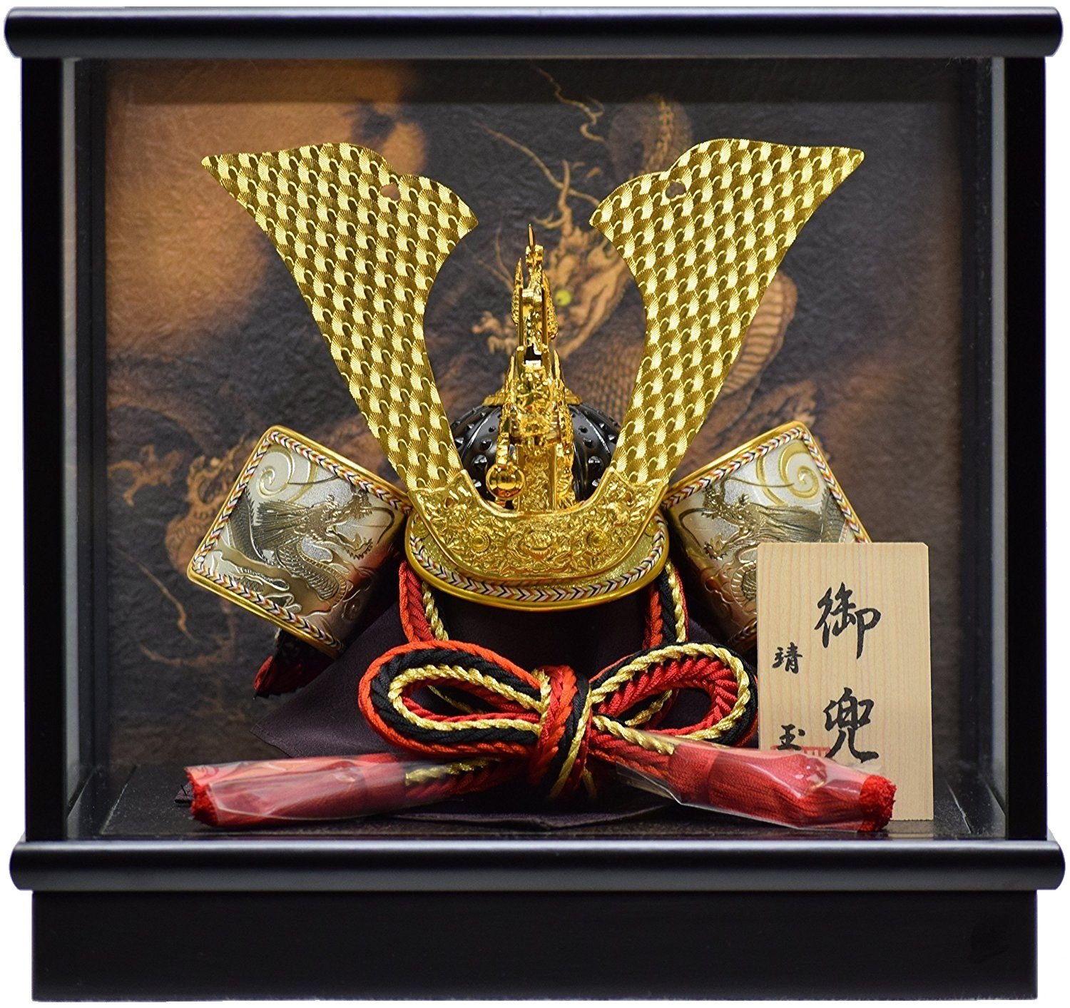 ５月人形彫金兜飾り 五月人形】9号 彫金 三日月 伊達政宗 兜飾り〈上原玉鳳作〉[245-033