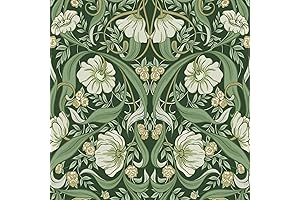 Vintage Floral Peel and Stick Art Wallpaper for Intriguing Murals, Green