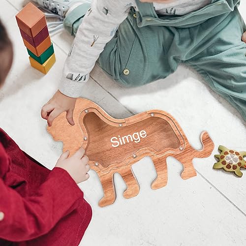 Miniatura 8 de Alcancía de madera personalizada, alcancía creativa con forma de animal, decoración personalizada para el hogar, regalos de cumpleaños de Navidad
