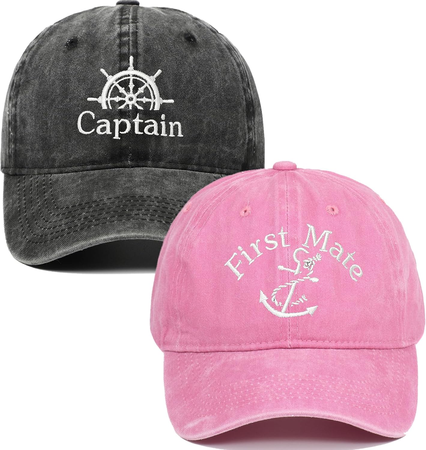 Captain Hat & First Mate ，Boat Captains Hat Embroidered Matching Caps ，Boat Accessories ，Boating Gifts