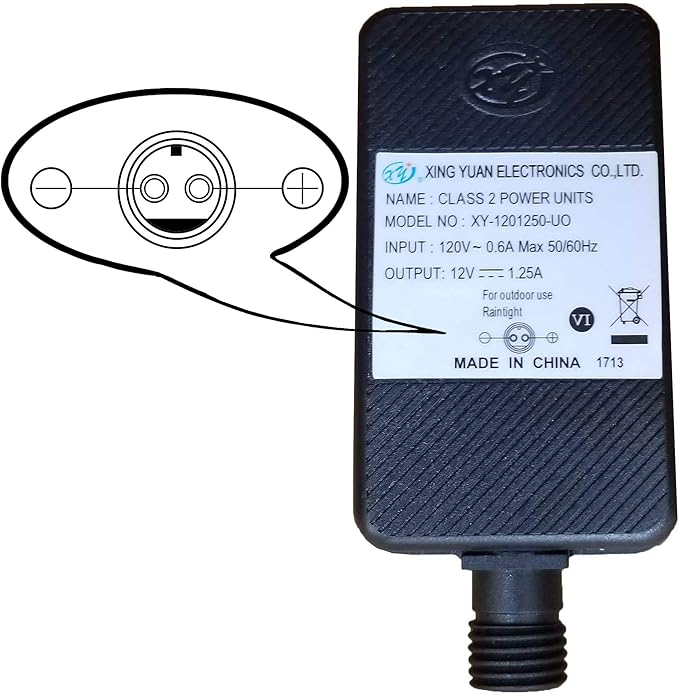 Replacement Yard Inflatable Adapter Power Supply Adaptor 12Vdc 1.25A 1250mA 1.25Amp
