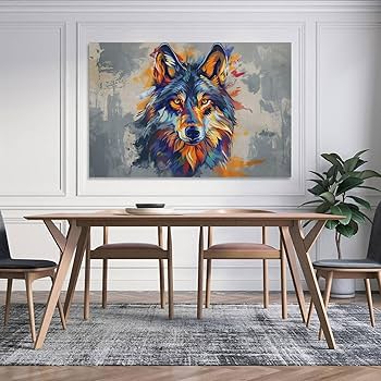 Amazon.co.jp: 絵画 カラフルなオオカミ アートパネル ポスター 超