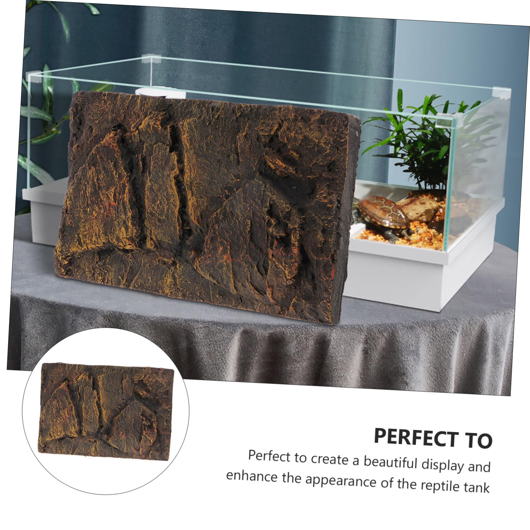 Placa de Fondo para Tanque de Reptiles 3D de Piedra PU | Decoración para Acuario y Tortuguera, Fondo Natural Estilo Práctico, Tamaño Variación Aproximada de 1cm