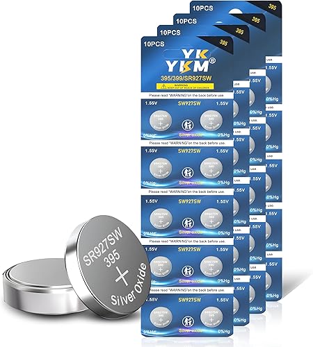 40 Pack 395 399 SR927SW LR927 AG7 1.55V Silver Oxide Battery for LED Light Calculator Watch Battery Long Lasting Button Batteries