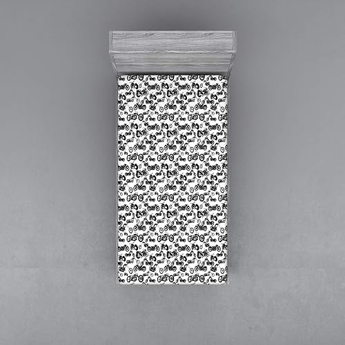 Miniatura 2 de Ambesonne - Sábana bajera ajustable multicolor, en colores y tres tamaños, Tela, Negro (Charcoal Black), gemelo