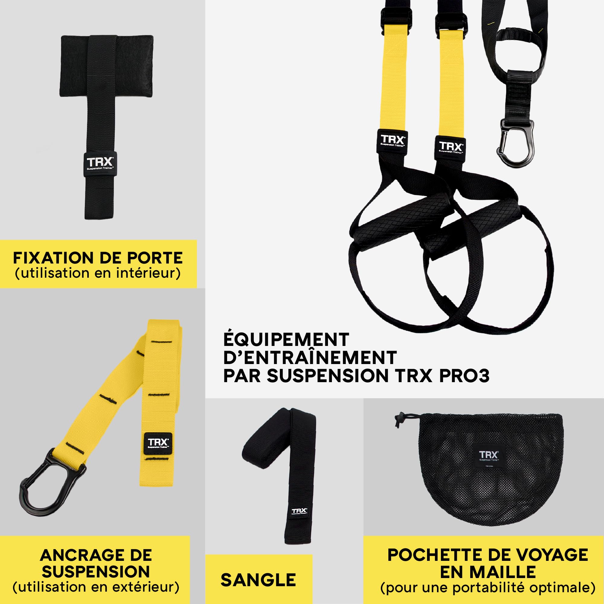 Sangle de suspension TRX PRO3 - pour sportifs professionnels/entraîneurs - accès à l'application TRX Training Club inclus