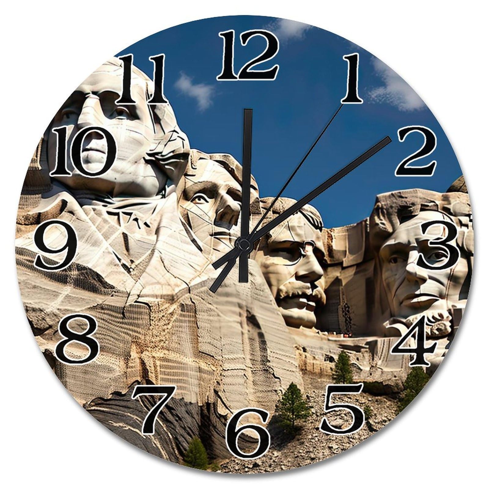 Horloge murale Mount Rushmore lisible 38 cm pour grands espaces
