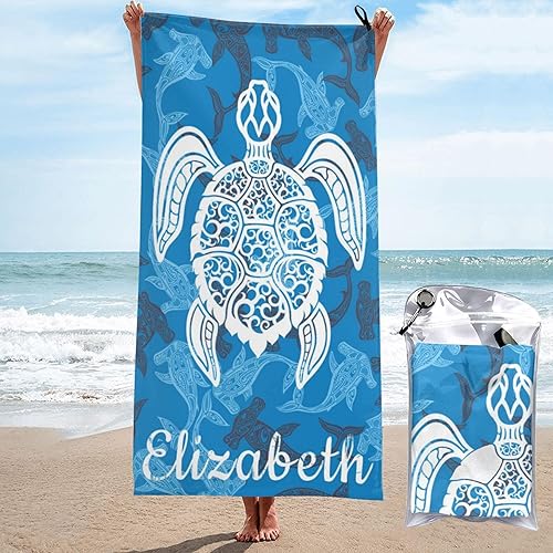 Dailyextreme Toalla de playa personalizada, toalla personalizada con nombre, toalla de baño de microfibra, regalos personalizados, regalo de