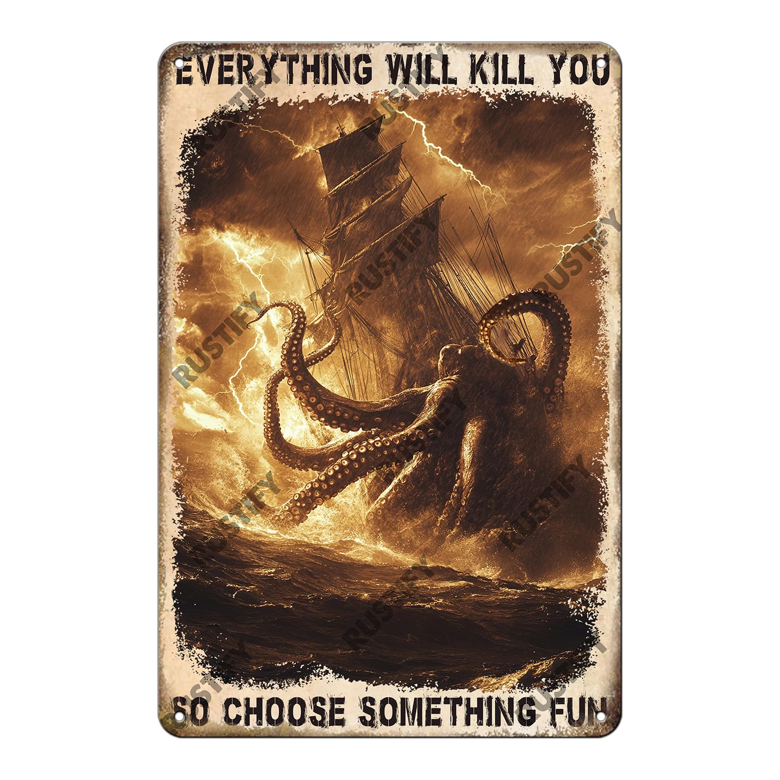 Anceky Everything Will Kill You So Choose Something Sign Funny Metal Tin Sign Wall Decor for Home Kitchen Garden Yard Office 12×16 Inch
