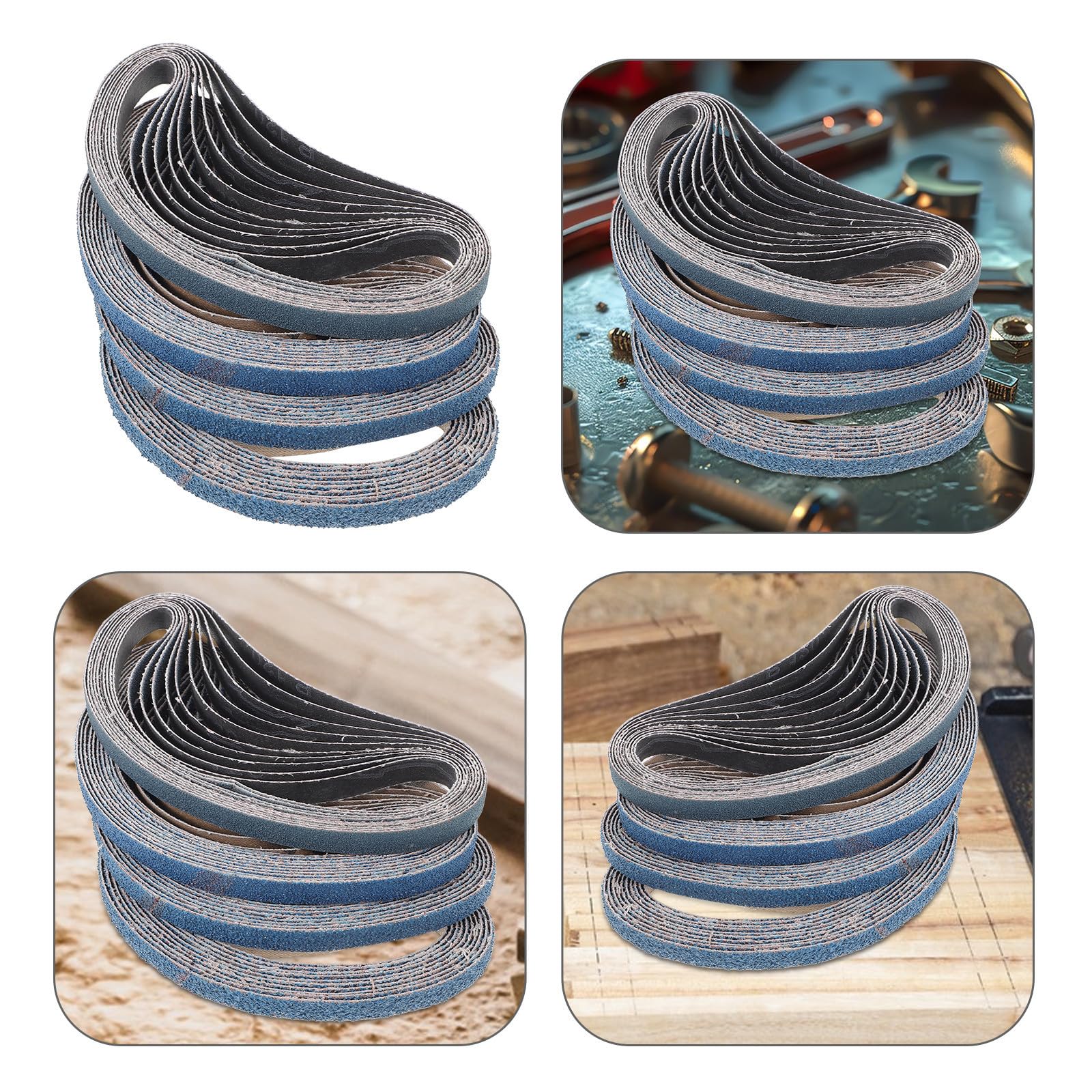jojofuny Bandas de Lija de Grano 40 para Lijadora de Metal y Madera, 40 Piezas de Cinturones Abrasivos de Tela y Corindón para Uso Industrial y Reparación Automotriz