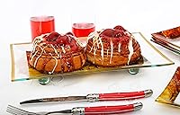 Vista 3 de GAC - Bandeja rectangular de vidrio templado con diseño único de paisaje, patas de bola de vidrio, 8 x 12 pulgadas, resistente a la rotura, apta