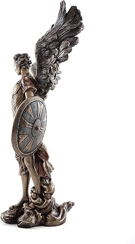 Miniatura 3 de Top Collection Estatua de San Miguel el Arcángel – Michael, defensor de la iglesia escultura en bronce fundido en frío de primera calidad – Figura