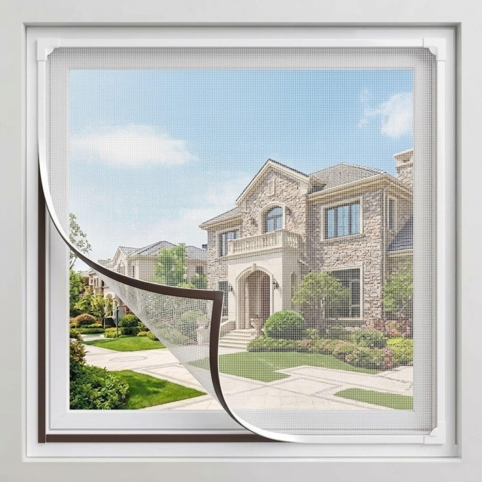 Magnetic Window Screen Pet Fiberglass Magnetic Closure Multicolor Multiple Sizes(White White,50x100cm)