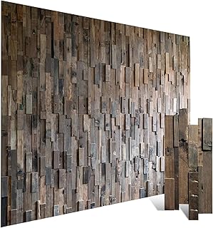 3D Reclaimed Ship Wood Wall Panel Decoration .Interior Wood Grain Decoration. Raw Wood Color. Textured Designed for Living Room, Bedroom. (Waxed)
