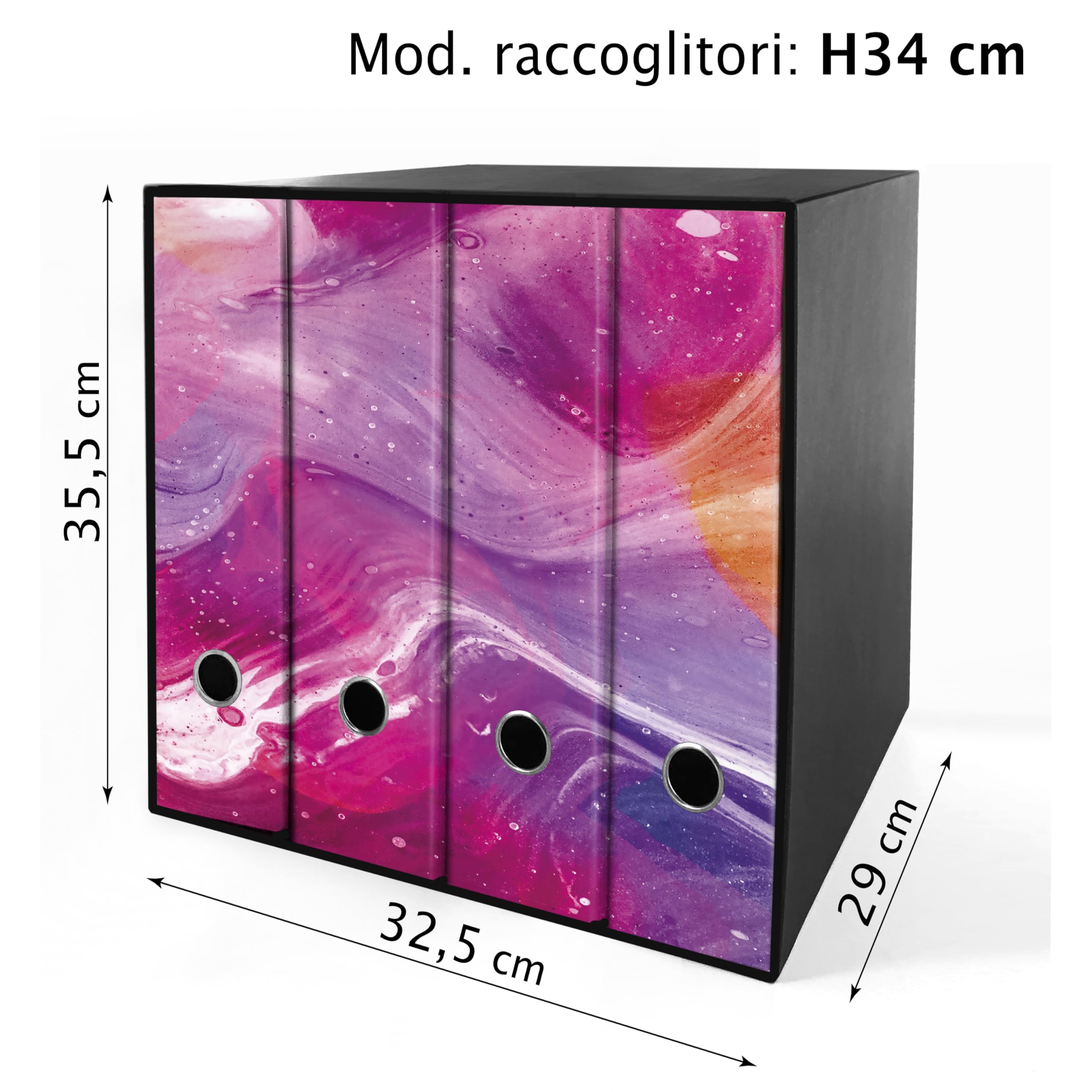 Set da 4 raccoglitori ad anelli - RESINA ROSA (H34 cm con 2 anelli)