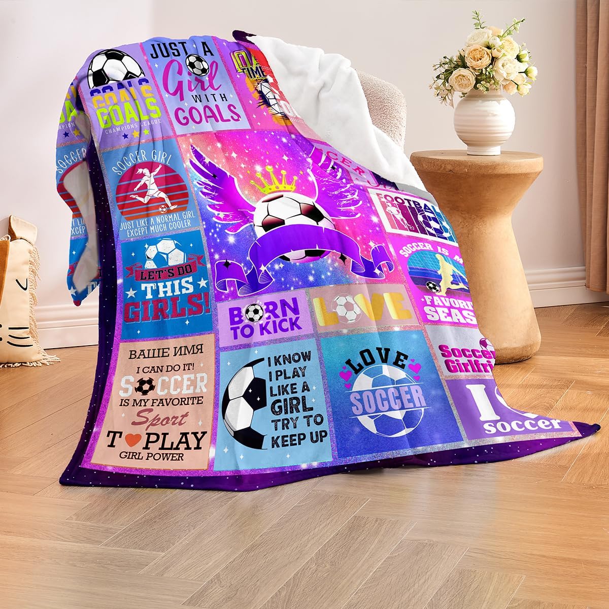 Wajade Soccer Gifts for Teen Boys, Lightweight Fleece Soccer Blanket,Sports Gift for Fans, Kids Throw Blanket for Birthdays Thanksgiving Christmas 60"x80" - Image 5