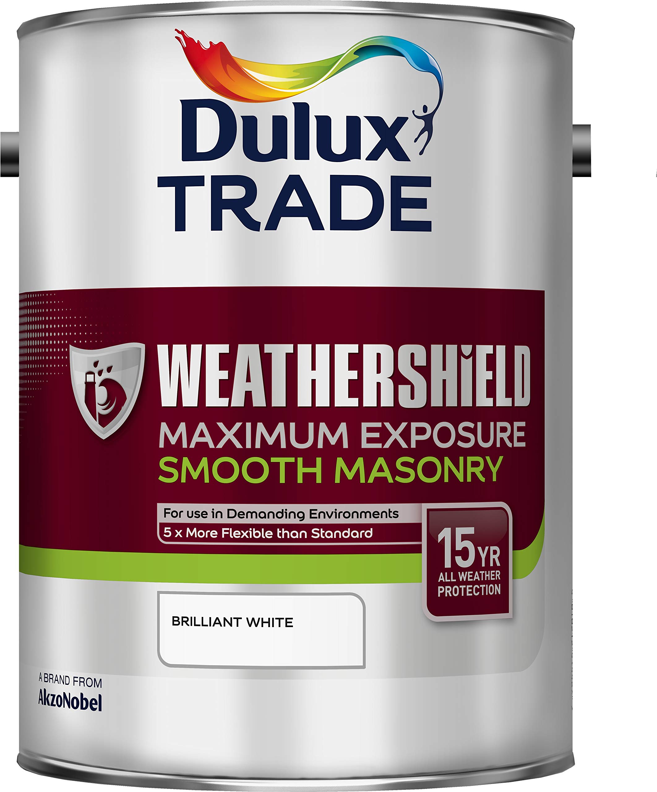 Dulux Trade Weathershield Maximum Exposure Masonry Paint - Brilliant White - 5L