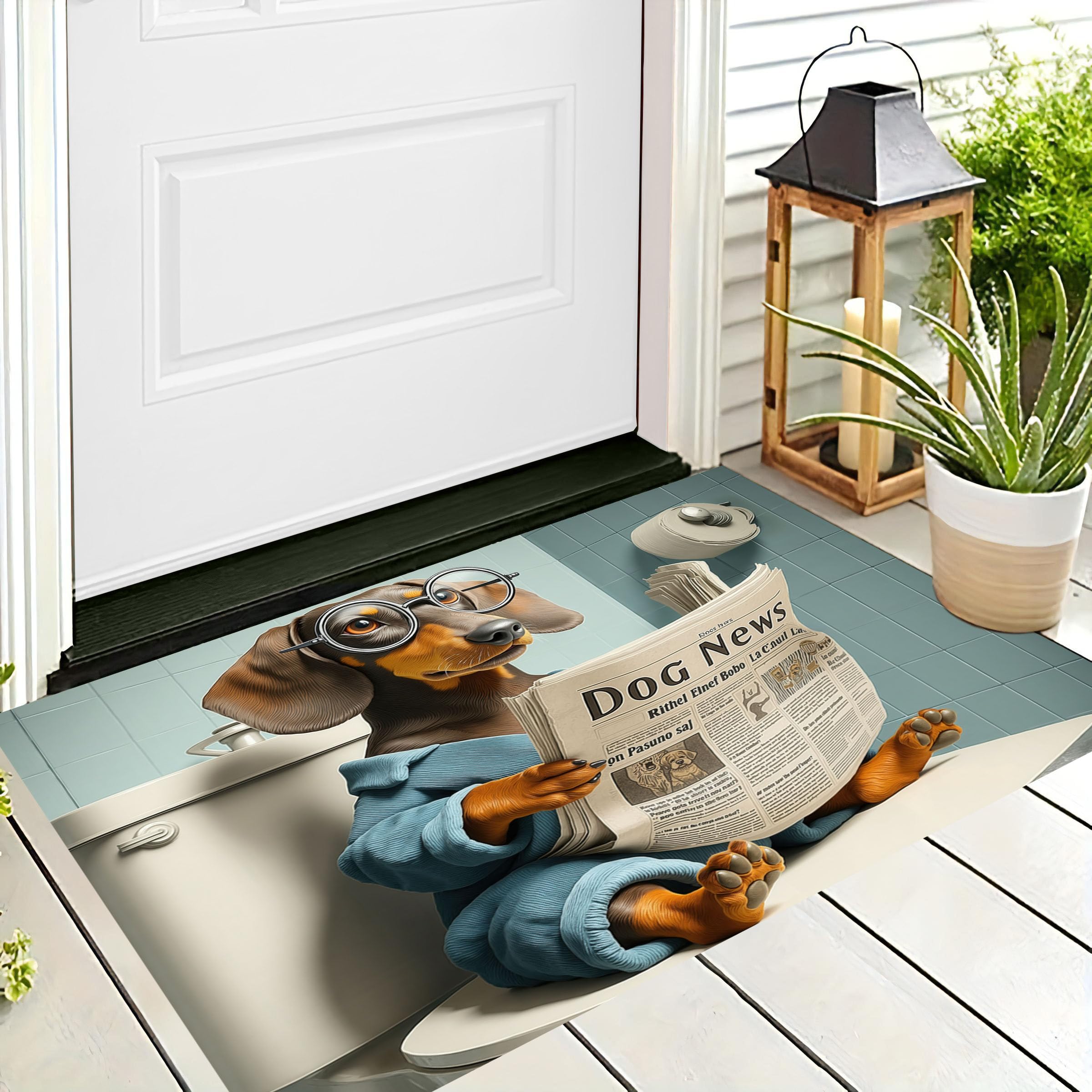 Paillasson intérieur teckel lavable antidérapant grand tapis entrée 80x120cm