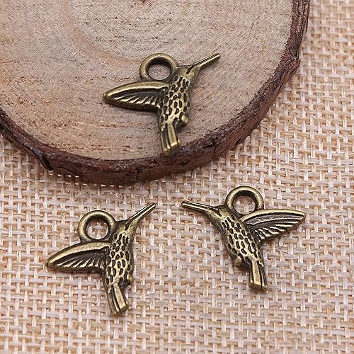 Miniatura 6 de 50 dijes pequeños de colibrí de aleación, mini dijes de colibrí, aleación 3D, dijes de esmalte de colibrí para aretes, collar, pulsera, llavero,