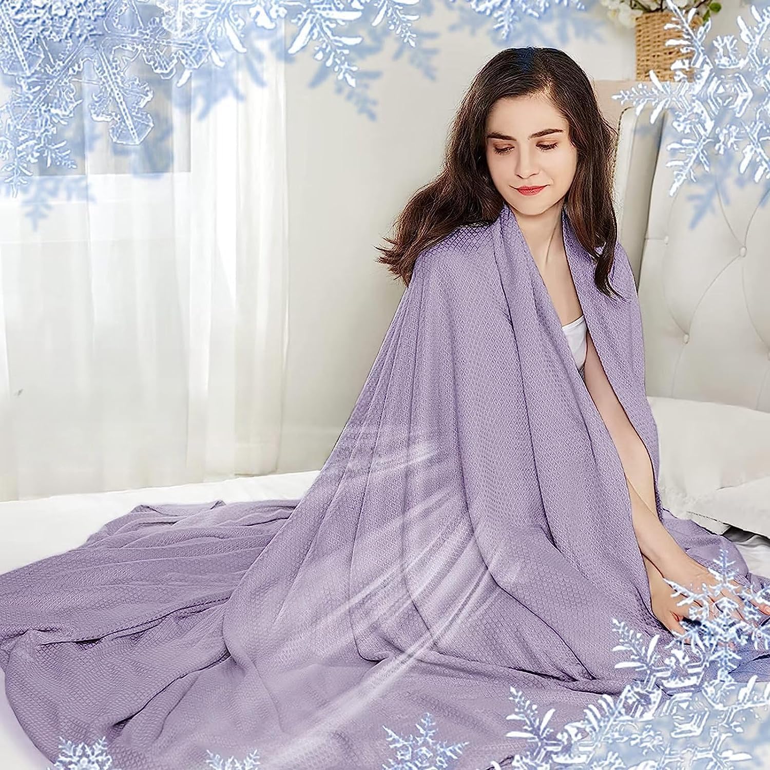 Gvqng Ice Blankets, Ice Blankets for Hot Sleepers and Night Sweats, Ice Blanket for All-Season, Travel Cooling Blanket, Summer Bed Quilt, Light and Thin Cool Quilt, for Living Room,purple,90 * 100cm