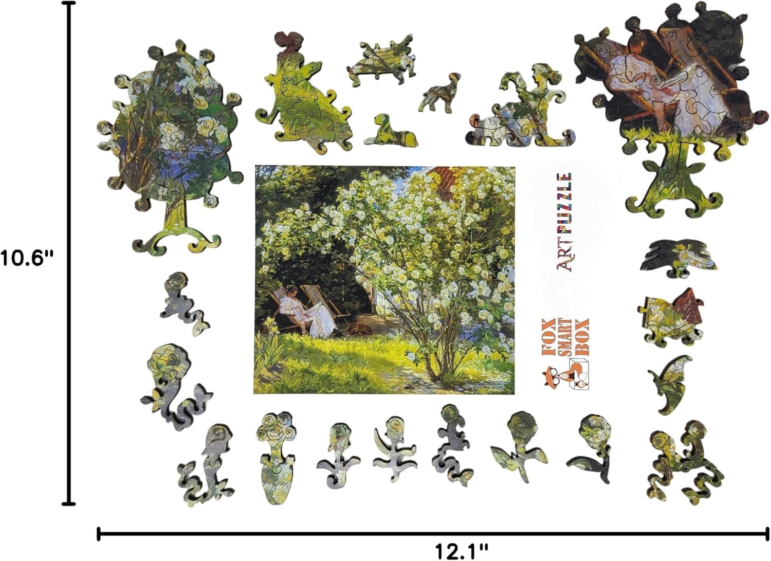 Wooden Puzzle for Adults - Uniquely Shaped Pieces - Made in The USA by FoxSmartBox - 215 Pieces - Roses
