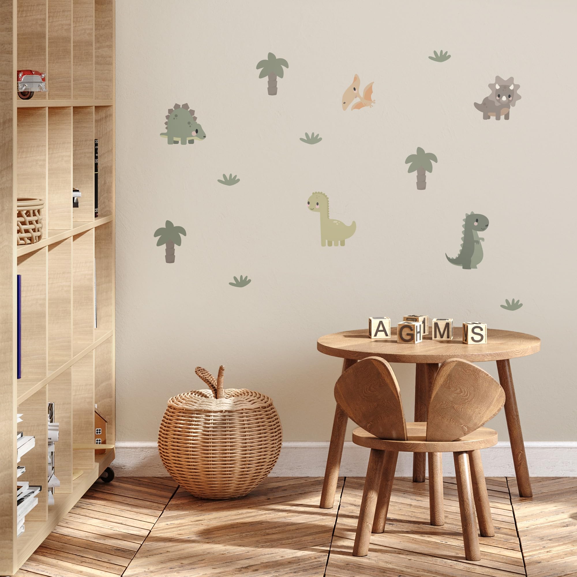 Teddylabels - Naklejki ścienne do pokoju dziecięcego Pokój dziecięcy Przedszkole Sypialnia dziecięca - Samoprzylepne naklejki ścienne wielokrotnego użytku - Dinozaury (rozmiar: 19 cm x 14 cm)