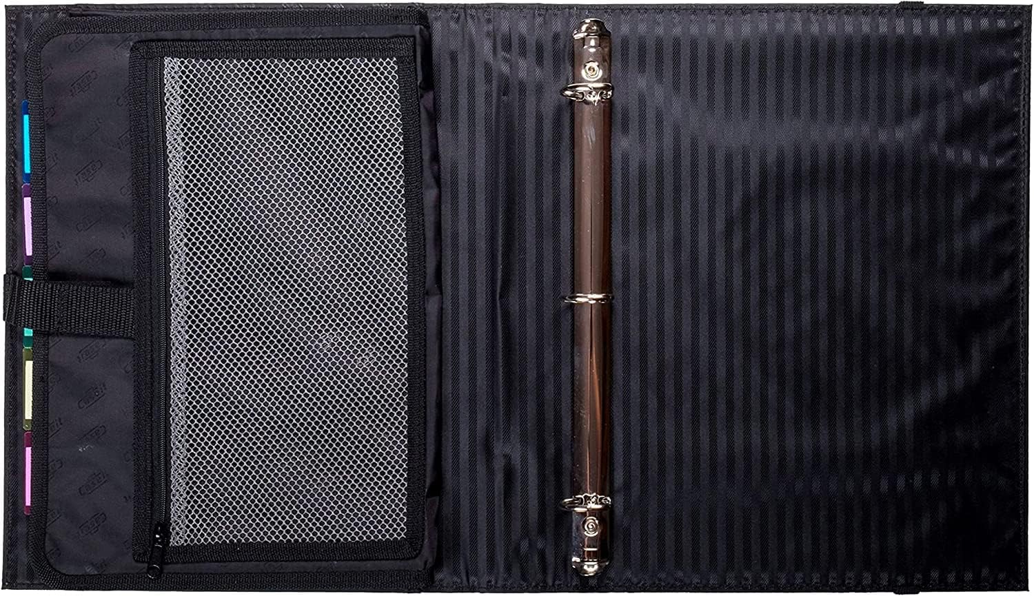 Case-it Pro Padfolio Portfolio Binder, 1 inch D-Ring Binder - 5 Tab Expanding File Folder, Multiple Pockets - Black (LL-PRO-243)