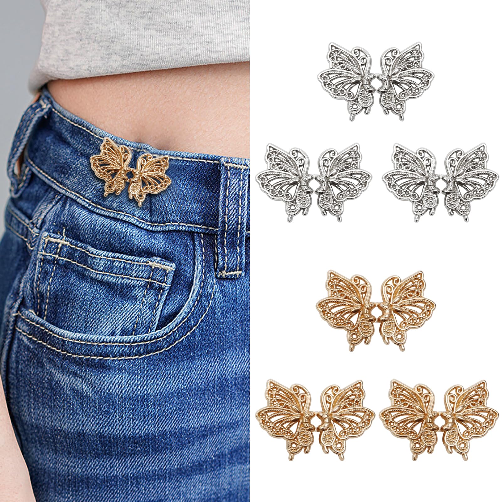 8 Pinces à Pantalon 0XBIT - Ajuste Taille Sans Couture Pour Jeans Et Jupes Trop Larges
