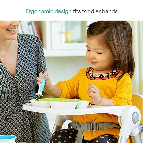 Miniatura 2 de Munchkin® Raise™ Toddler Fork and Spoon Utensil Set, Rest Keeps Tip Off Table, BPA Free, 4 Pack, Blue/Green Azul/Verde